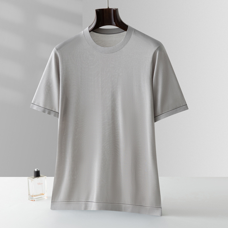 Thin summer fashionable knitted breathable silk short sleeve T-shirt…