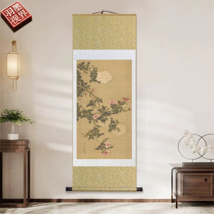 Shen Quan's Rose and Hydrangea Painting by Famous Artists, Chinese-Style Living Room Decoration Painting, Chinese-Style Bedroom Flower and Bird Painting, Entrance Mural
