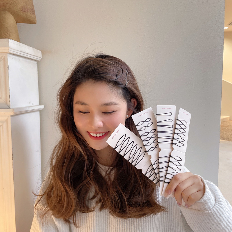 Haarspange mit Klipp für Frauen, modische Seitenhaarspange, einfache schwarze koreanische Haarspange für Pony und Hinterkopf