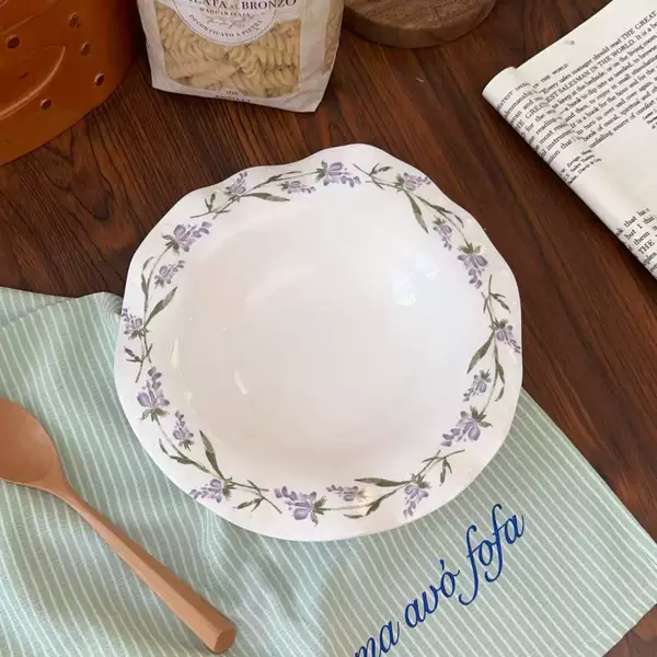 French Retro Lace Wavy Plate High-Value Purple Lavender Plate Household Irregular Dessert Plate Fruit Plate