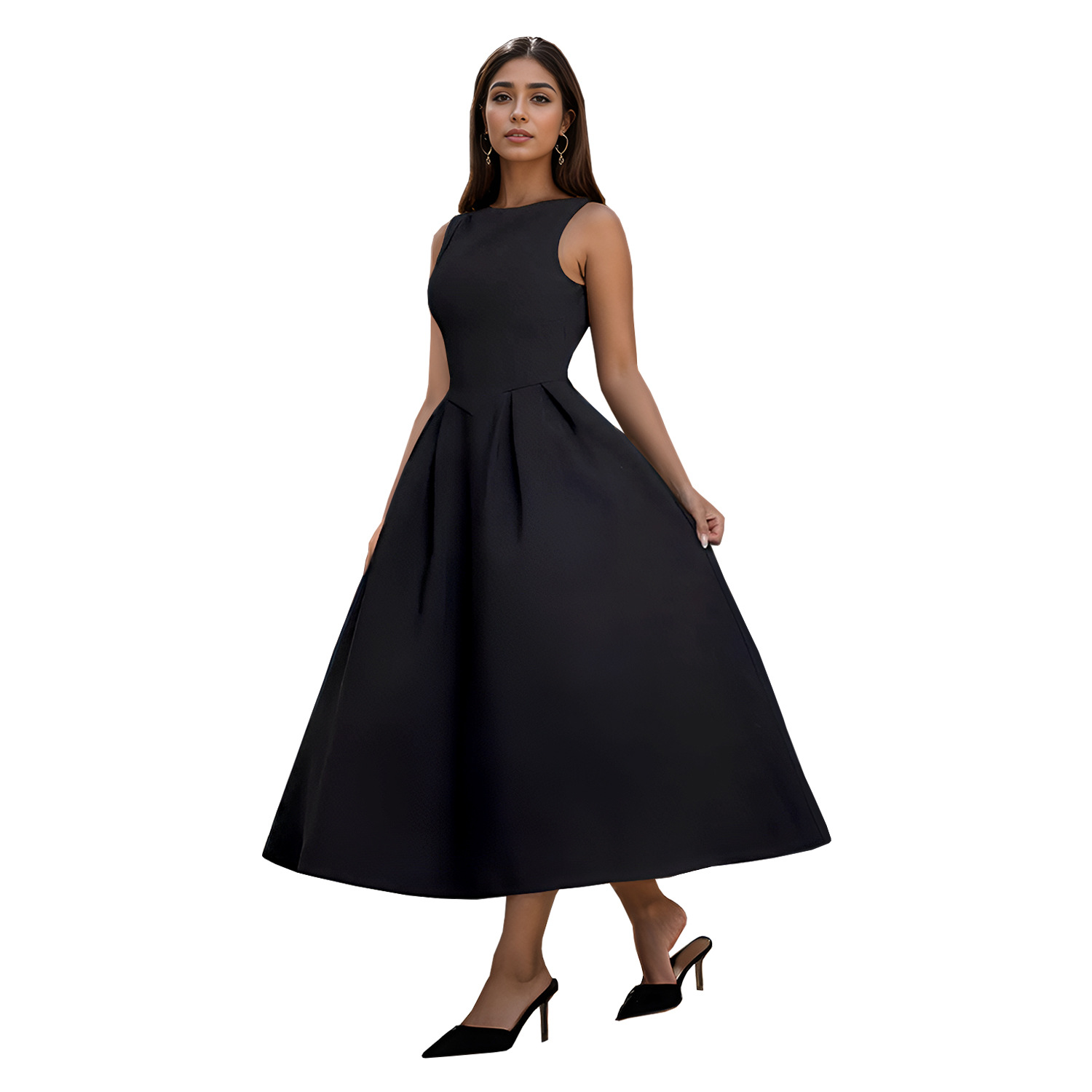 C7145 Aliexpress transfronterizo Amazon Europa y América de moda de mujer retro francés sin mangas vestido largo
