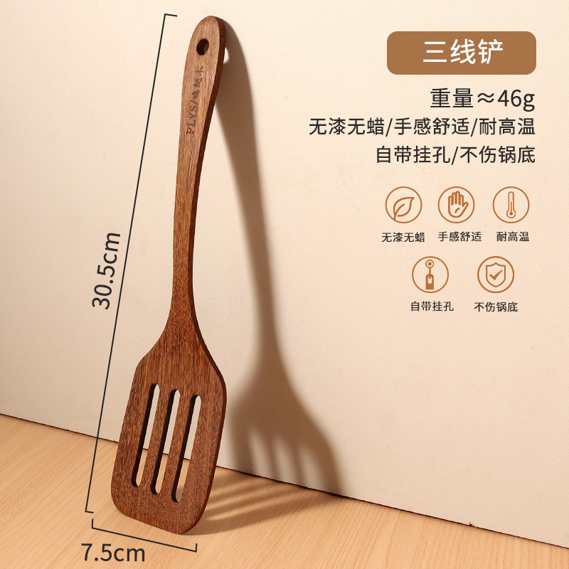 Ala de pollo de madera cuchara de grano alimenticio resistente a altas temperaturas cuchara doméstica no pegajosa cuchara de verduras cuchara de madera set image 10