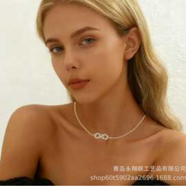 欧美时尚简约无限莫比乌斯项链ins小众设计金属链条爱心项链饰品