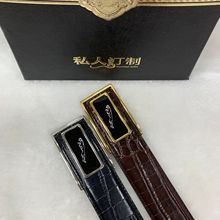 不锈钢平滑扣皮带 男士皮带 休闲针扣腰带宽3.9CM HF38-61594