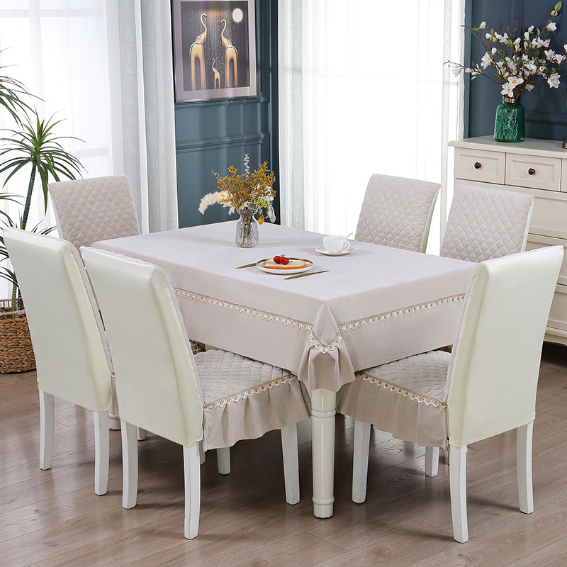 Rectangular Art Home Chair Set Tablecloth Cushion Set Thickened New Baby Velvet All-Inclusive Chair Set Tablecloth Cover