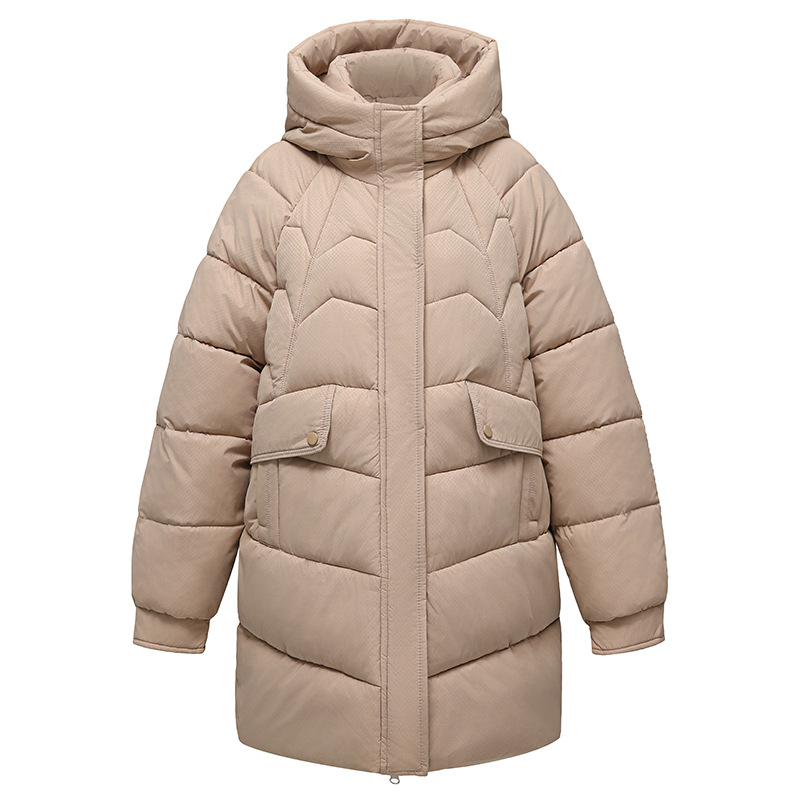 Invierno 2024 nueva ropa de algodón para damas pequeña ropa de algodón de moda suelta chaqueta de algodón gruesa media y larga chaqueta de algodón