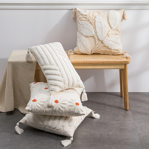 Nordic ins style tufted pillow cushion bed and breakfast sofa bed pillow lumbar pillow office seat pillow cover wholesale