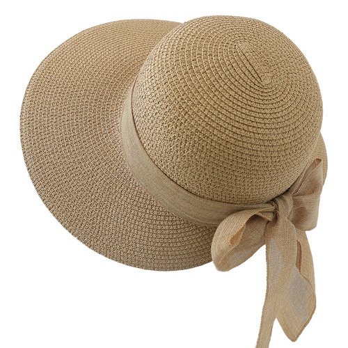 Summer Sun Hat for Women with Straw Hat, Bowler Hat, Overseas Travel Sun Protection Hat for Beach