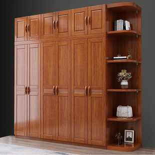 Yumu Walnut Solid Wood Wardrobe All Solid Wood Home Bedroom Modern Chinese Style Simple Large Capacity Storage Locker