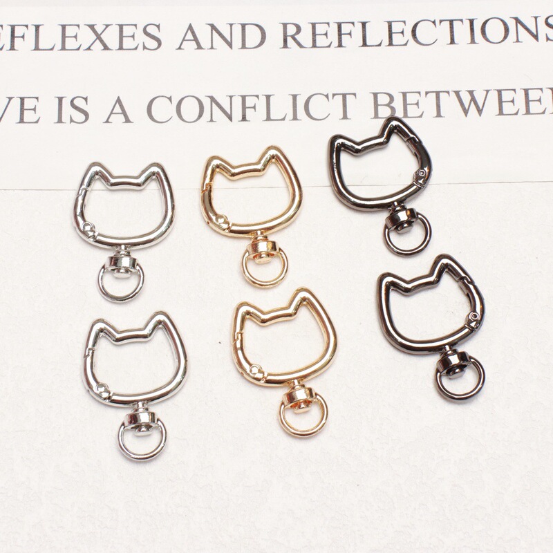 Zinc Alloy Cat Head Spring Buckle DIY Jewelry Accessories Handmade Materials Versatile Bag Charms Doll Keychains