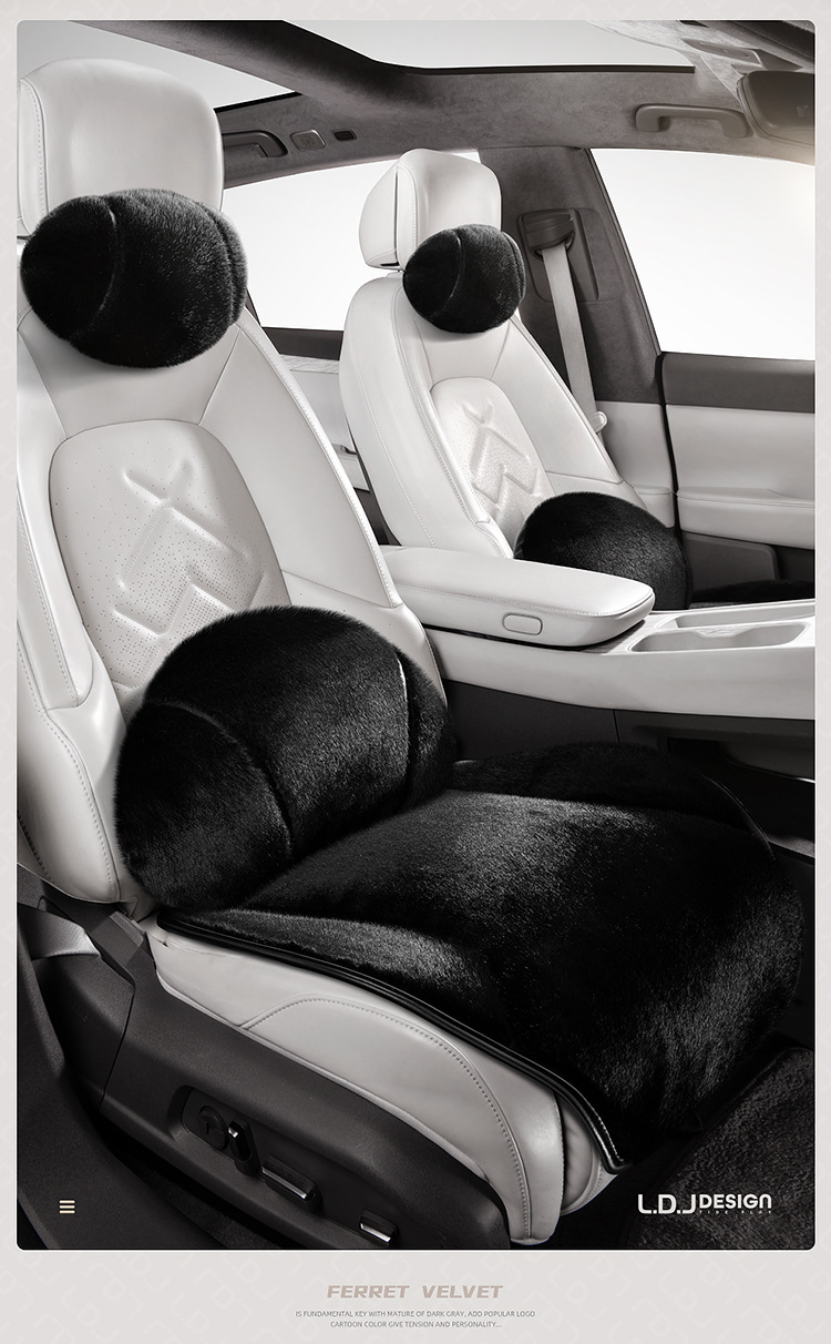 High-End Ferret Velvet Car Seat Cushion Head Pillow Small Three-Piece Autumn and Winter Warm Short Plush Women's Car Seat Cushion