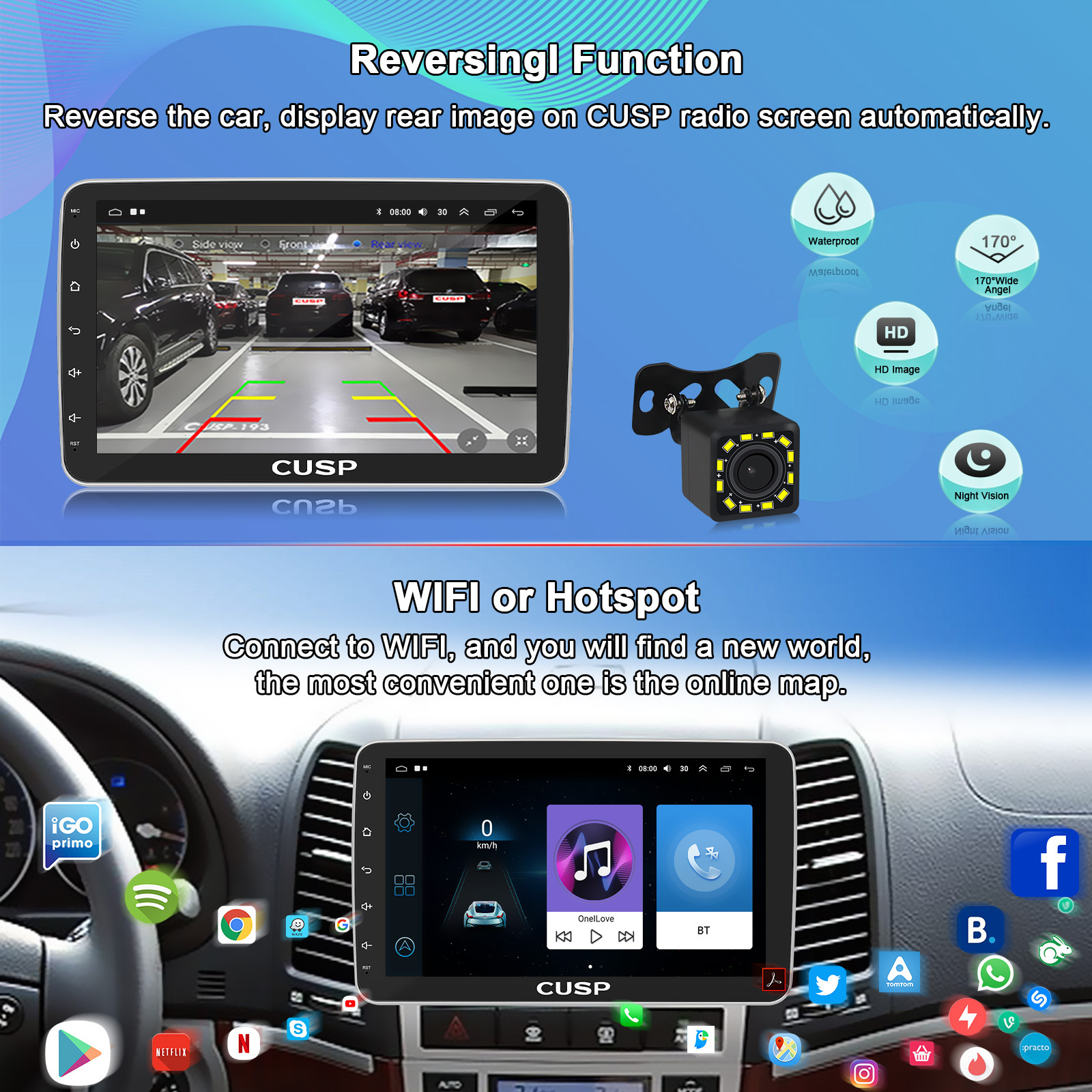 Cross-Border Exclusive Supply 10.1inch Single-Chip Android Universal Ultra-Thin Car Central Control Screen Wireless Carplay Reversing Camera