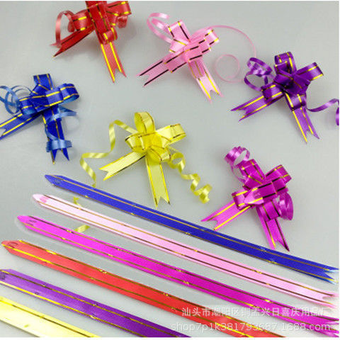 Venta al por mayor 12mm mano-Tirado flor cinta oro borde mano-Tirado flor decoración festiva regalo de Navidad vinculante tamaño pequeño arco