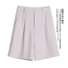 五分阔腿西装裤女宽腿大码短裤女2024新款单粒扣西装裤短裤女8344