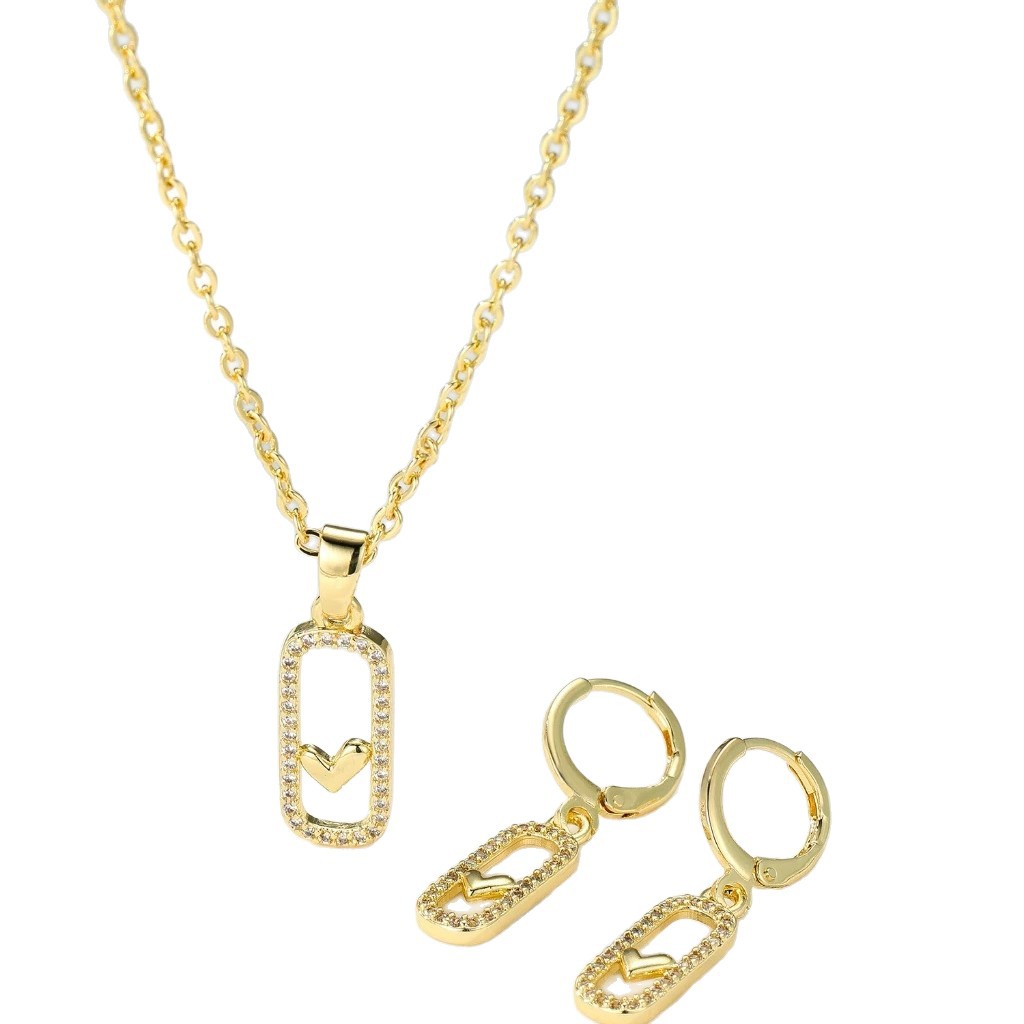 E-commerce de alta calidad lujoso ligero todo el cobre de zirconio micro zinc colgante de piedra collar de pendientes rectangulares para mujeres conjunto de pendientes image 6