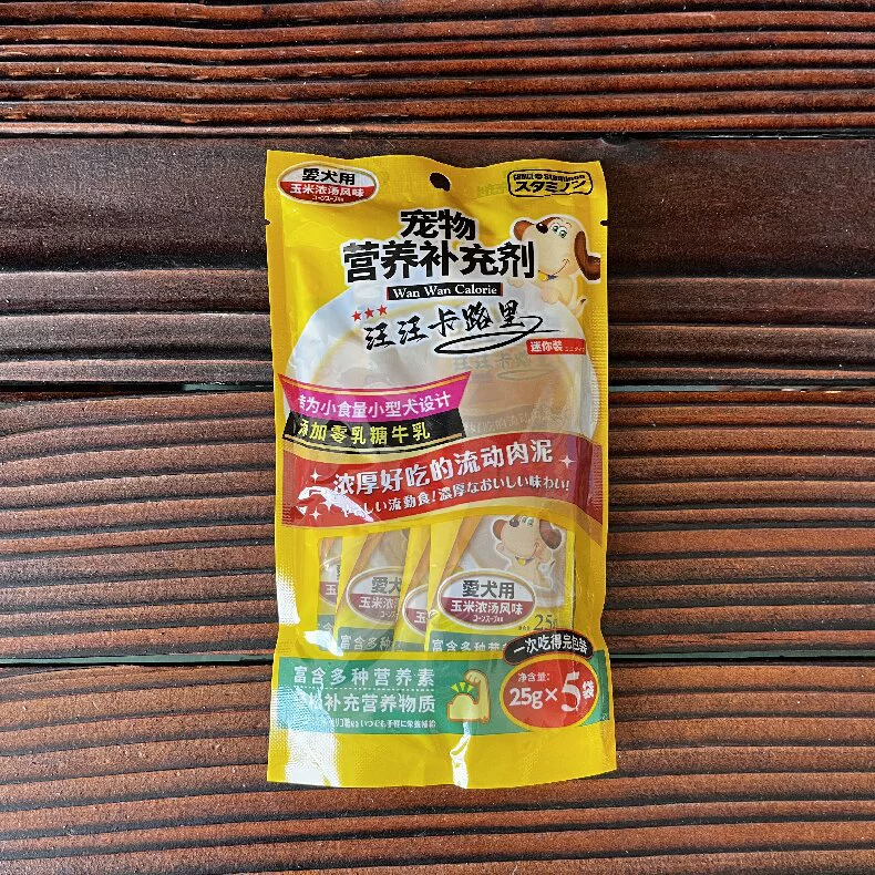 Пищевая добавка Staminon для домашних животных Wangwang, калории, 25 г x 5 пакетов, кукурузный суп, молоко, мясное пюре, влажный корм
