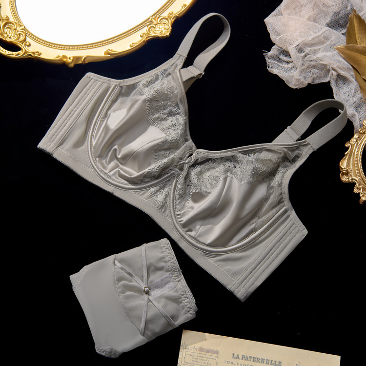 6631 encaje de pestañas de satén de alta gama sexy pecho grande CD taza ropa interior mujer ultrafino cómodo sujetador ajustable verano
