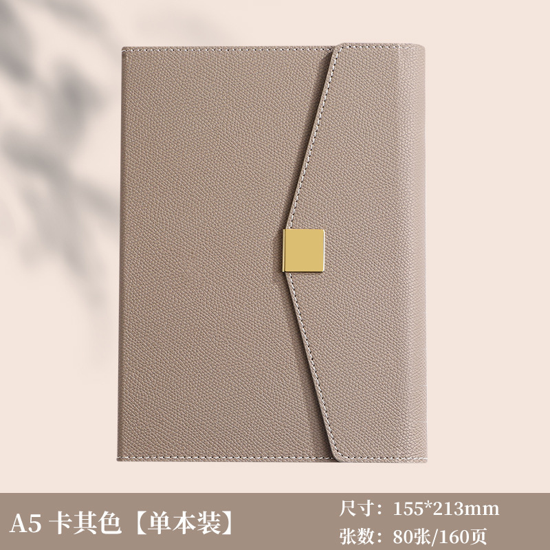 Cuaderno de notas de negocios tri-plegable A5 caja de botón cuadrada puede fijar LOGO alto valor de la cara acompañante de regalo de mano cuaderno de notas de oficina