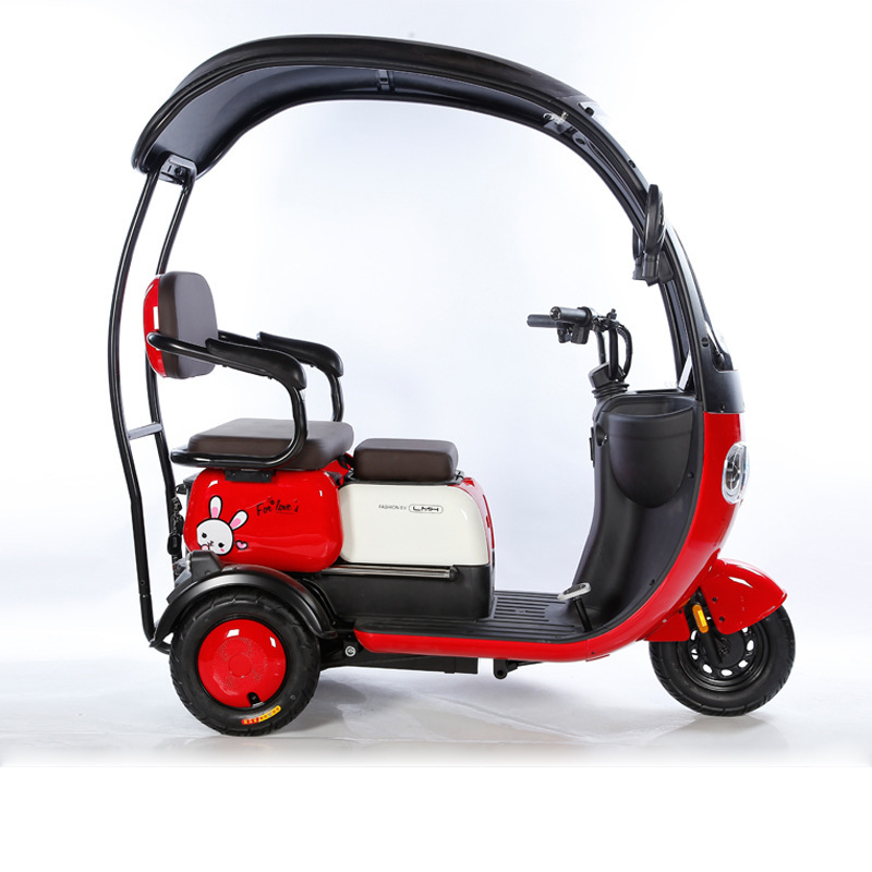 Triciclo eléctrico, scooter pequeño, coche doble para personas mayores, tranvía familiar, coche eléctrico de batería para niños