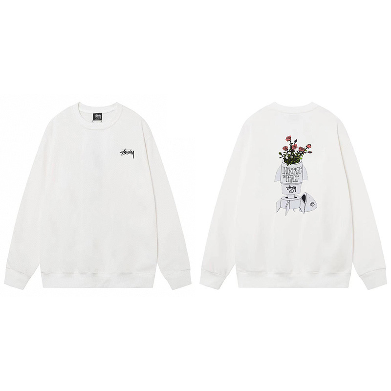 Stussy 斯图西秋冬美式卫衣男女经典字母印花黑8骰子长袖圆领外套|undefined