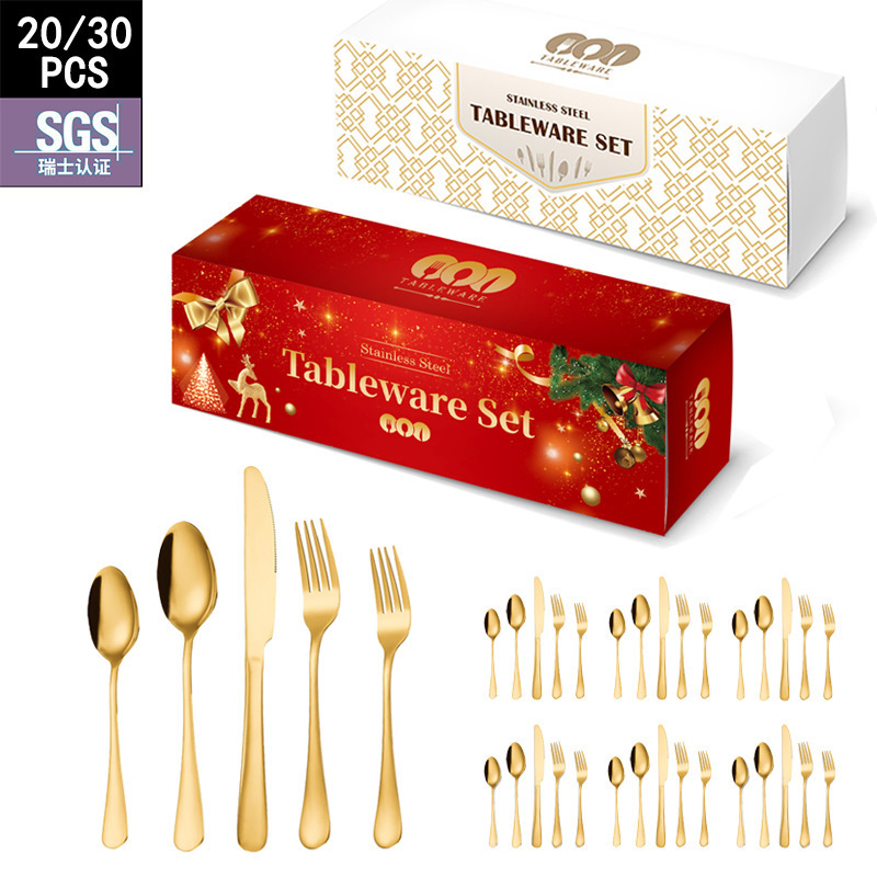 Cross-Border Stainless Steel Christmas Tableware Knife, Fork and Spoon Set Dessert Spoon 1010 Steak Knife Western Restaurant Gift Box Spoon Cross-Border Stainless Steel Christmas Tableware Knife, Fork and Spoon Set Dessert Spoon 1010 Steak Knife Western Restaurant Gift Box Spoon
