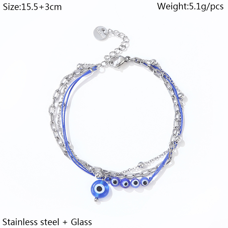 5g Weight Bracelets Classification 1 Piece Quantity Fashion Devil's Eye Stainless Steel Layered Bracelets 1 Piece