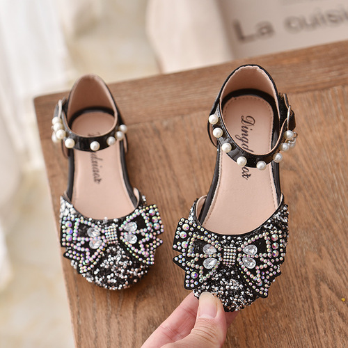  Spring and Autumn Korean Style Girls Casual Dance Shoes Single Shoes Sandals Performance Princess Shoes Small, Medium and Large Children's Baotou Shoes