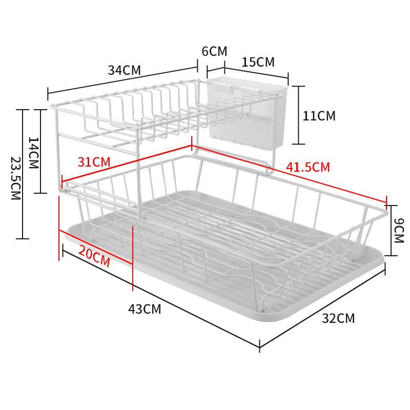 Fregadero de cocina Mesa tazón de drenaje estante cesta de drenaje estante de almacenamiento de plato tazón de drenaje y palillos Almacenamiento de almacenamiento en rack