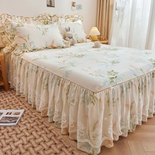 纯棉印花床裙三件套韩式公主风纯棉床罩1.2m床套1.5m床围1.8米2米