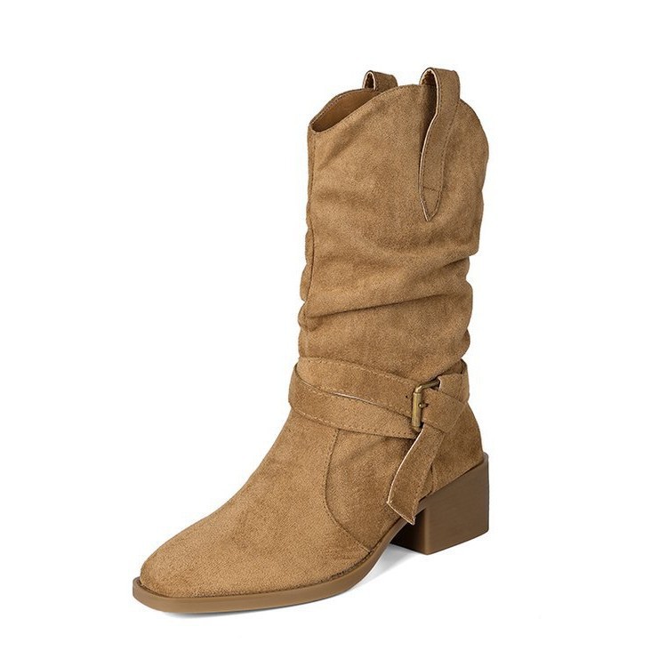 Botas de pila de gran cilindro para mujeres 2026 invierno nuevas botas cortas con botas de calentamiento de terciero botas Martin botas de talón medio grueso zapatos de mujer image 6