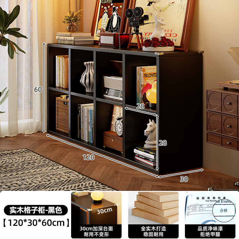 Estante de rejilla de madera maciza Estante de piso Estante de piso Sala de estar Almacenamiento simple Estante de exhibición Combinación libre Estantería corta