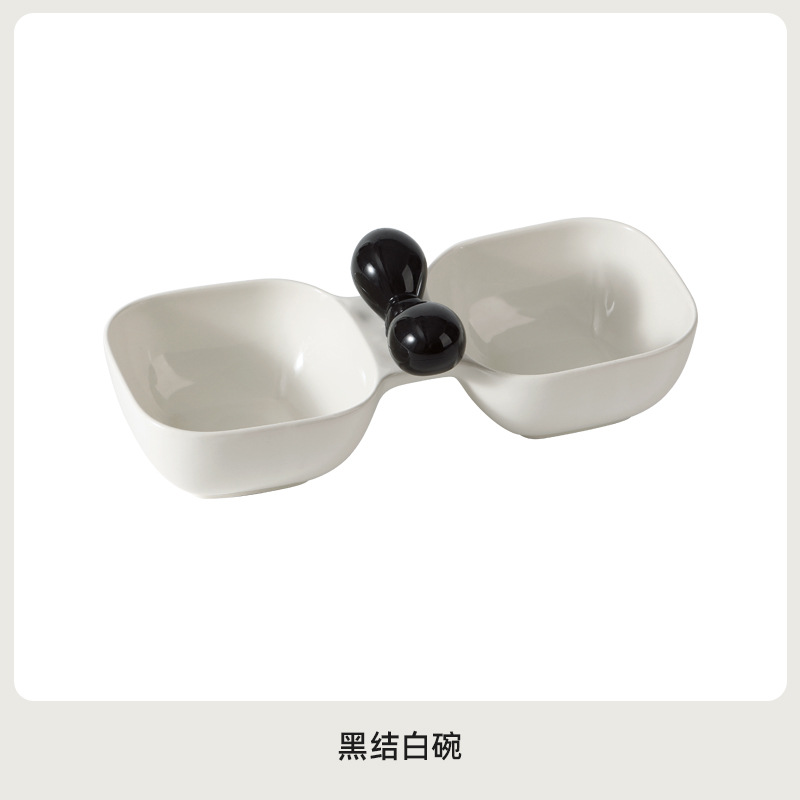 Cerámica cachorro tazón para gatos tazón para gatos tazón para mascotas tazón de agua tazón para bocadillos enlatados tazón doble en uno