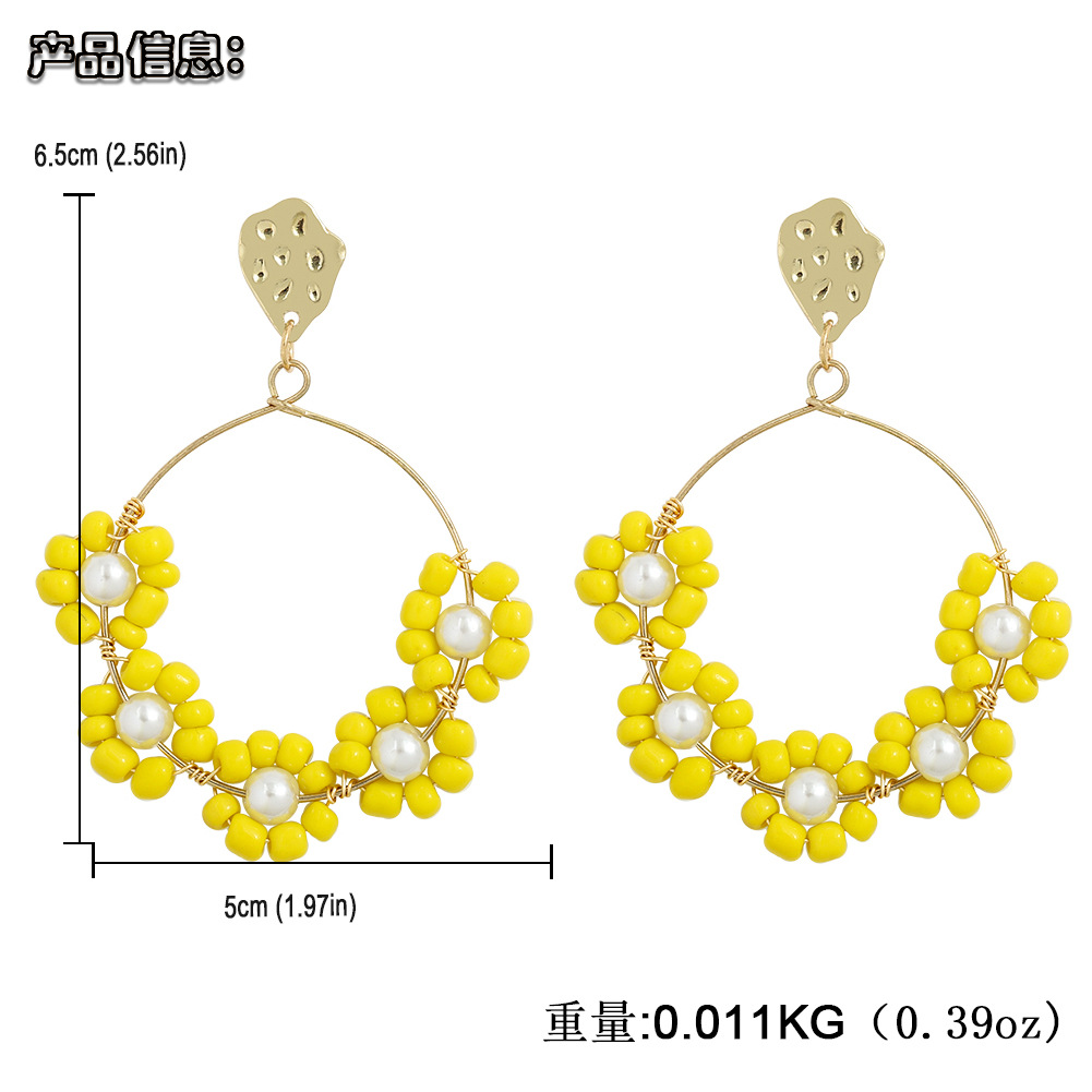 Hand-woven Beads Flower Alloy Earrings display picture 7