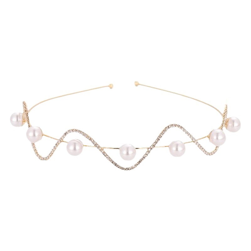 Perla horquilla diadema onda de alto grado rhinestone estilo coreano simple adulto exquisita diadema accesorios para el cabello horquilla de hadas