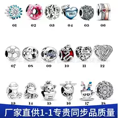 Panjia Dora Beads 925 Sterling Silver Emperor Garden Daisy Glass Beads Cat's Eye Hanging Beads DIY Accessories Beads