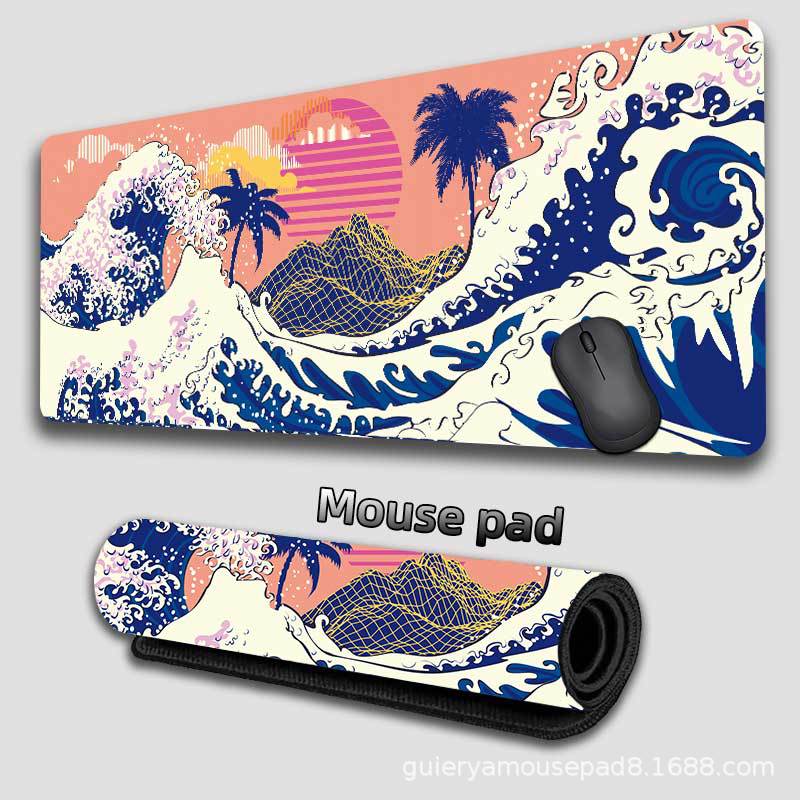 Kanagawa Waves Japanese Wind Alfombrilla de ratón súper grande transfronteriza Alfombrilla de escritorio de oficina personalizada Alfombrilla de ratón para teclado Mousepad