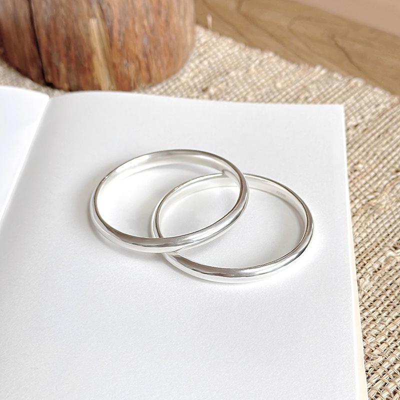 Brazalete de espalda lisa de loach para mujeres s999 pie brazalete de plata esterlina herencia de brazalete de plata cerrada apertura sólida anillo brillante