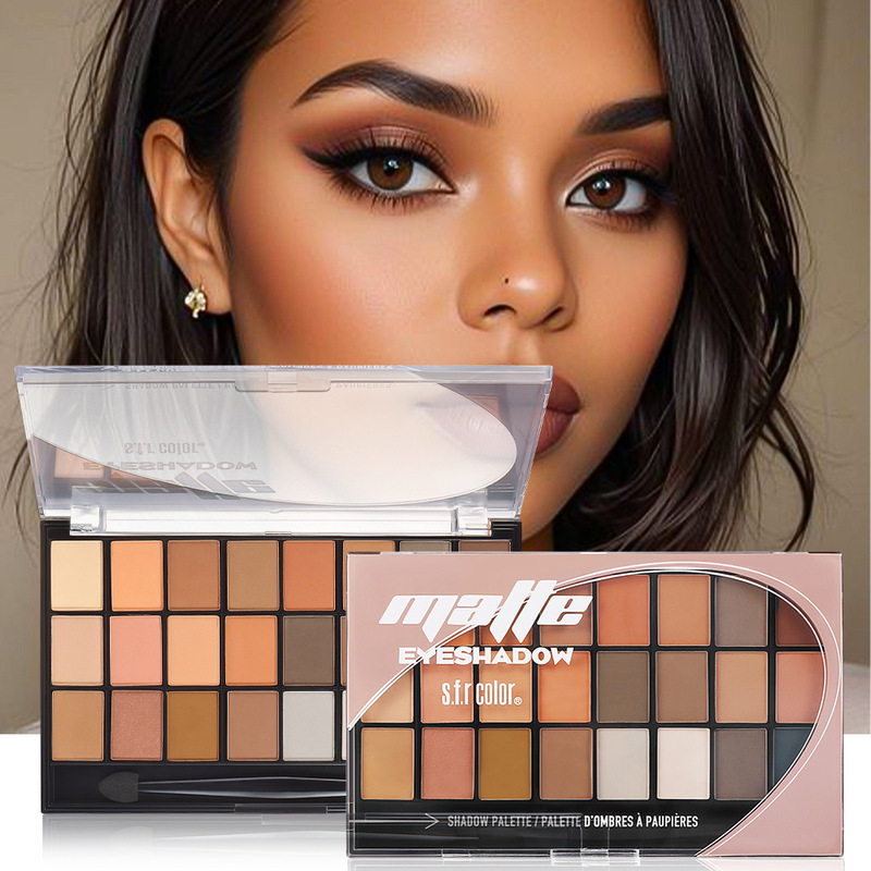 Cross-Border S.F.R Earth-Toned Eyeshadow Palette Matte Eyeshadow Stage Makeup Daily Makeup Multi-Use Matte Long-Lasting