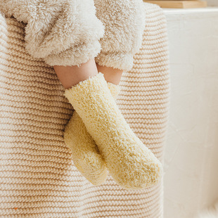 22 years new children's socks baby spring and autumn and winter baby socks solid color coral velvet warm cute factory wholesale