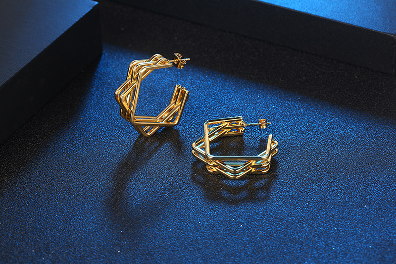 Fashion Geometric Titanium Steel Plating Ear Studs 1 Piece