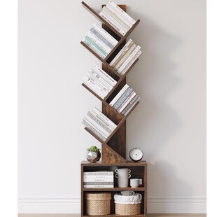 Amazon Living Room Book File Double-layer Storage Rack Bedroom Study Solid Wood Storage Tree Bookshelf