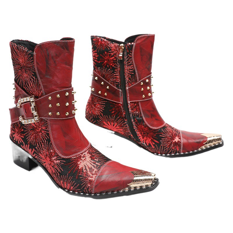2023 новые джинсовые сапоги с заклепками на толстом каблуке с металлическими заклепками вышивка бренд Martin Ботинки Челси модные ботинки