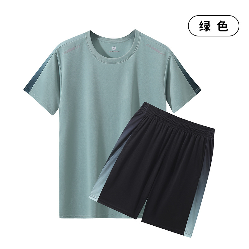 Traje deportivo de verano para hombres running fitness suelta ropa seca rápida camiseta de dos piezas manga corta pantalones cortos ropa de entrenamiento de fútbol