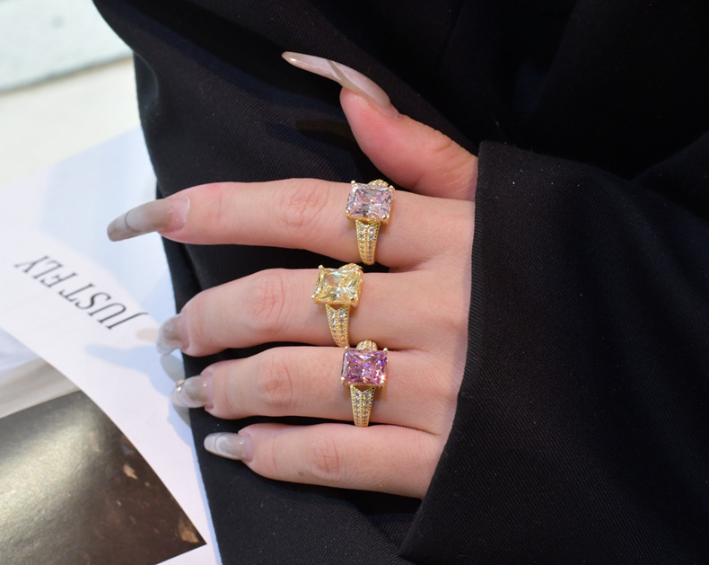 Fashion Geometric Sterling Silver Inlay Zircon Rings 1 Piece