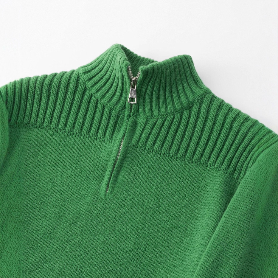 Maglione da uomo con collo alto e mezza zip - Pullover casual in maglia con vestibilità comoda, elegante e versatile per autunno inverno (verde)_voghion.com