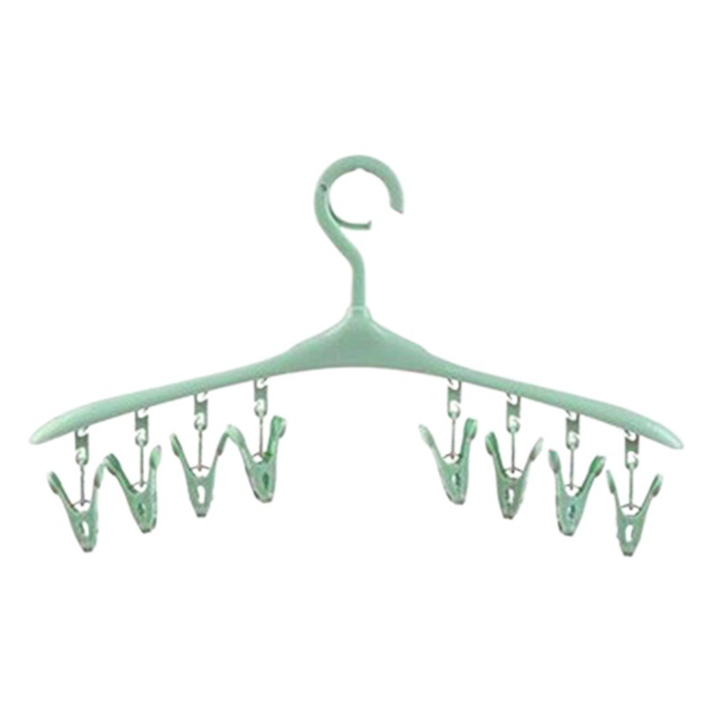 Fuerte a prueba de viento de secado calcetines clip de plástico multifuncional percha 8 clips de secado ropa interior percha giratoria percha