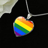 Rainbow necklace heart shaped for beloved, glossy fashionable pendant, sweater, accessory, with gem, Birthday gift, wholesale