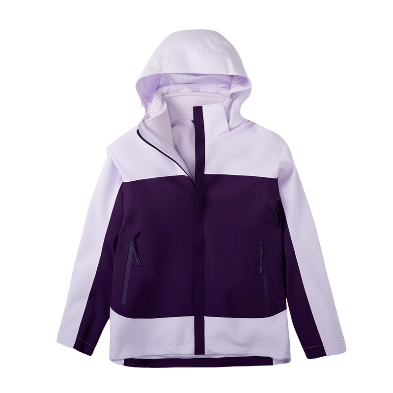 无氟拼色连帽冲锋衣外套女防风银狐绒内胆25秋冬运动户外登山服男|undefined