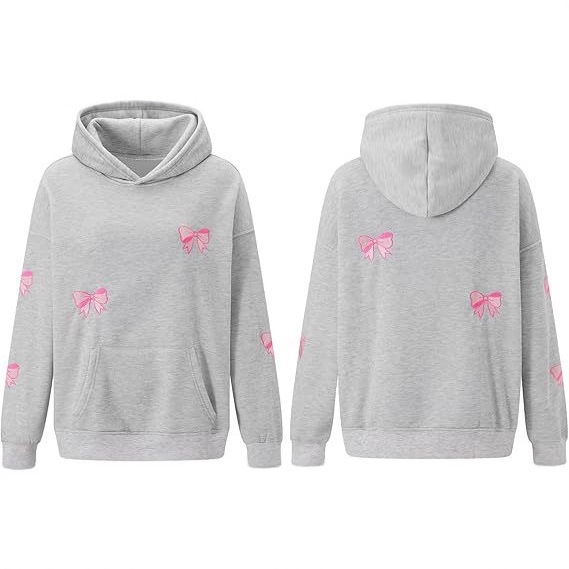 2025 Cross-Border Export New Amazon Fashion Trend Bow 3D Printed Women's Hooded Sweatshirt Hoodie 2025 Cross-Border Export New Amazon Fashion Trend Bow 3D Printed Women's Hooded Sweatshirt Hoodie