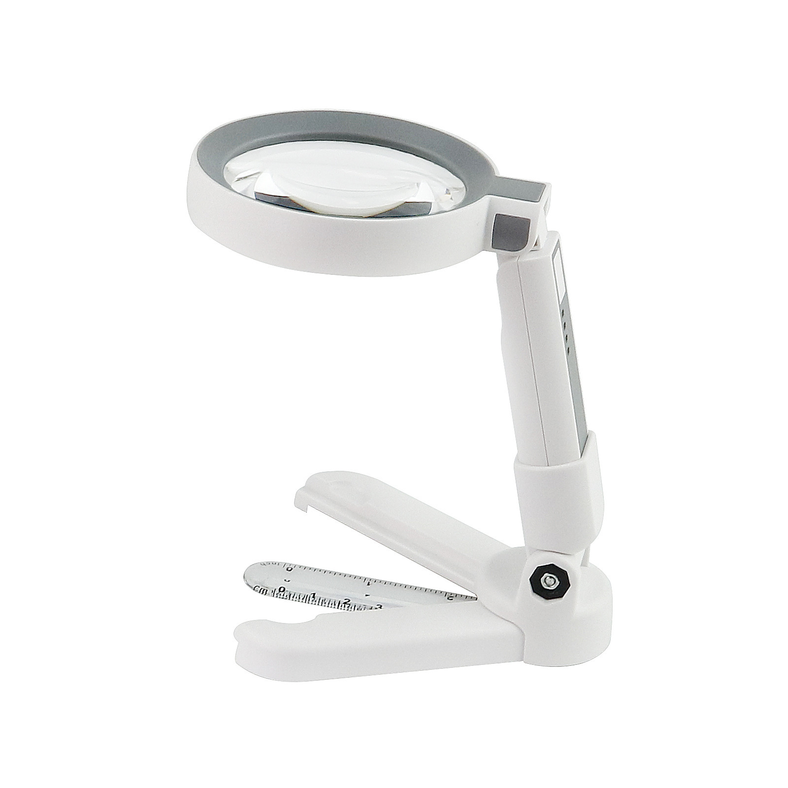 USB充电款手持台式两用放大镜18LED灯刻度测量阅读维修折叠放大镜